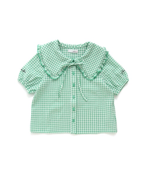 JENNI love（ジェニィラブ）の「ギンガムチェックビッグカラーブラウス（シャツ/ブラウス・キッズ・ラベンダー/グレー/グリーン・140cm/130cm/150cm/160cm）」の16枚目の写真