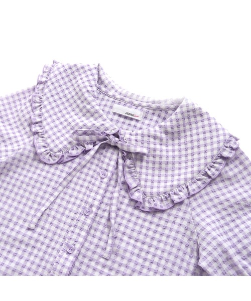 JENNI love（ジェニィラブ）の「ギンガムチェックビッグカラーブラウス（シャツ/ブラウス・キッズ・ラベンダー/グレー/グリーン・140cm/130cm/150cm/160cm）」の14枚目の写真