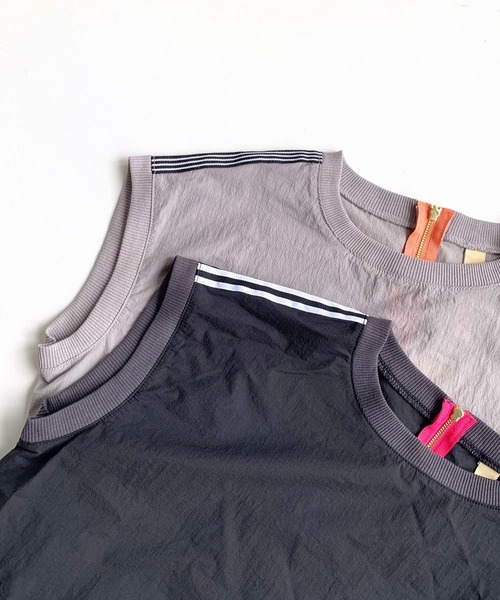 Q（キュー）の「肩ラインノースリトップス（Tシャツ/カットソー・レディース・ブラック/ライトグレー・MEDIUM）」の6枚目の写真