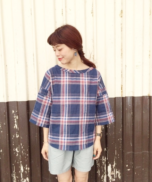 Kastane（カスタネ）の「【Kastane】チェックプルオーバーシャツ（シャツ/ブラウス・レディース・ブルー/イエロー・FREE）」の2枚目の写真