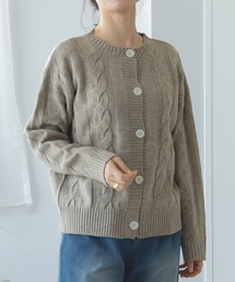 pairmanon | 【ママサイズ】ニット ケーブル編み 丸首 カーディガン(カーディガン/ボレロ)