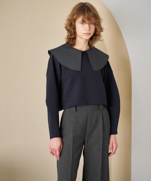 LANVIN en Bleu（ランバンオンブルー）の「ビックカラークロップドカットソー（Tシャツ/カットソー・レディース・ネイビー/ブラック・38）」の10枚目の写真