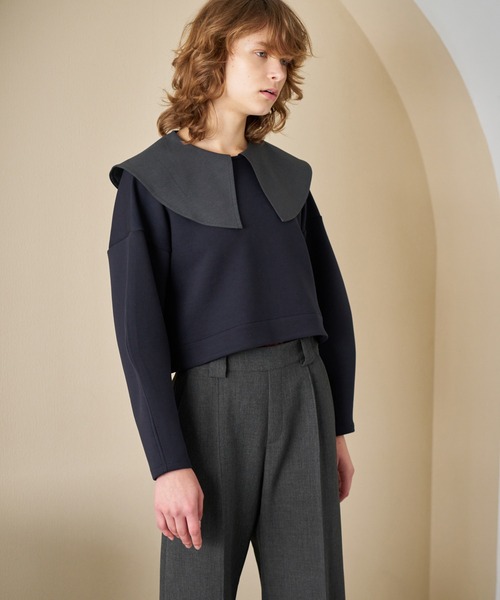 LANVIN en Bleu（ランバンオンブルー）の「ビックカラークロップドカットソー（Tシャツ/カットソー・レディース・ネイビー/ブラック・38）」の9枚目の写真