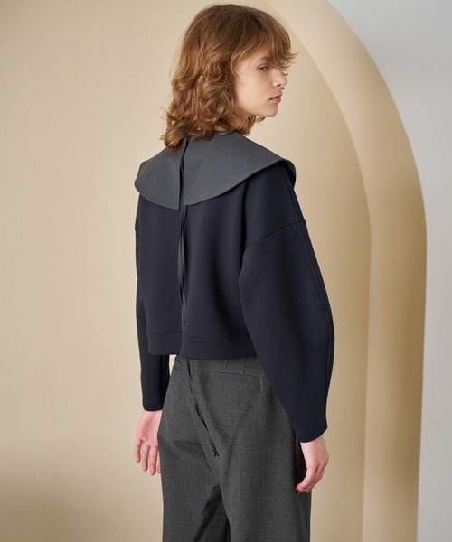 LANVIN en Bleu（ランバンオンブルー）の「ビックカラークロップドカットソー（Tシャツ/カットソー・レディース・ネイビー/ブラック・38）」の11枚目の写真