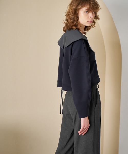 LANVIN en Bleu（ランバンオンブルー）の「ビックカラークロップドカットソー（Tシャツ/カットソー・レディース・ネイビー/ブラック・38）」の12枚目の写真