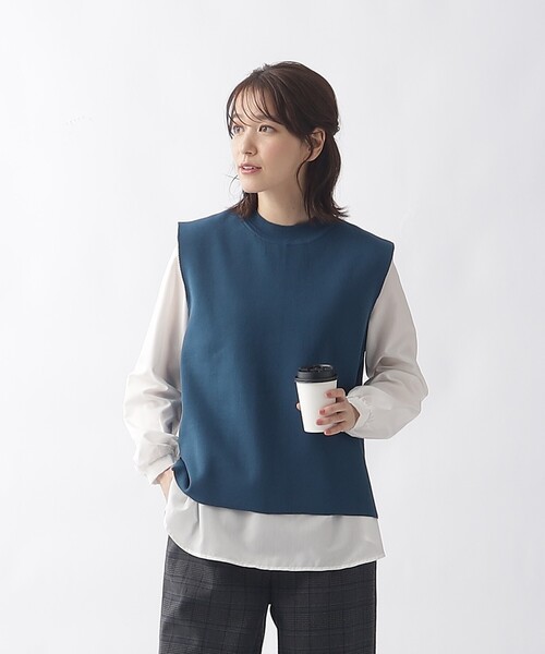 DRESKIP（ドレスキップ）の「◆【2点セット/単品使いも可】スポンディッシュベスト＋ブラウス（その他トップス・レディース・ブルー/ベージュ/ブラック・02/03）」の3枚目の写真