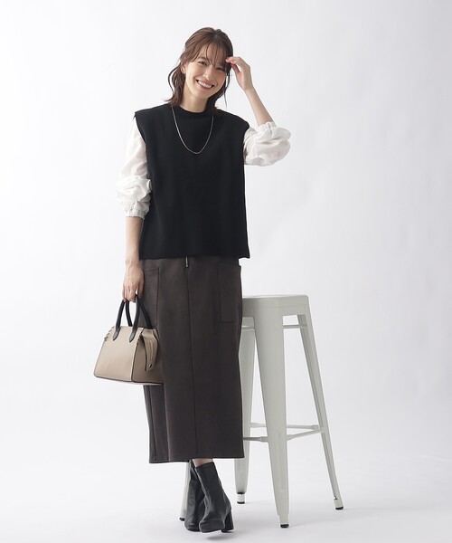 DRESKIP（ドレスキップ）の「◆【2点セット/単品使いも可】スポンディッシュベスト＋ブラウス（その他トップス・レディース・ブルー/ベージュ/ブラック・02/03）」の4枚目の写真