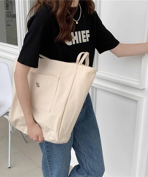 NANEA(ナネア)の「キャンバストートバッグ(トートバッグ・レディース・ホワイト/ブラック・フリー)」の6枚目の写真