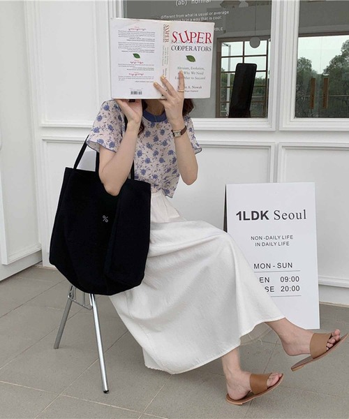 NANEA(ナネア)の「キャンバストートバッグ(トートバッグ・レディース・ホワイト/ブラック・フリー)」の12枚目の写真