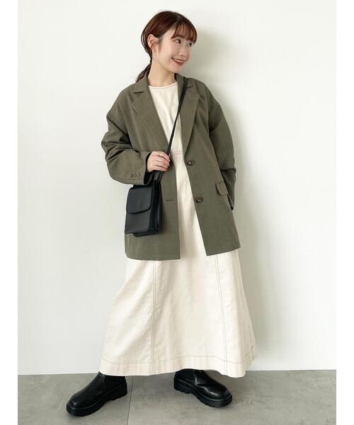ehka sopo（エヘカソポ）の「テーラードジャケット（ノーカラージャケット・レディース・ベージュ/ブラウン/カーキ・F）」の3枚目の写真