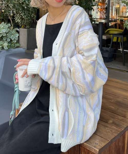 THRIFTY LOOK(スリフティールック)の「【THRIFTY LOOK/スリフティールック】3d nitting B cardigan(カーディガン/ボレロ・レディース・ホワイト/ピンク/パープル/イエロー/ブラック・FREE)」の10枚目の写真