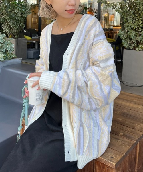 THRIFTY LOOK(スリフティールック)の「【THRIFTY LOOK/スリフティールック】3d nitting B cardigan(カーディガン/ボレロ・レディース・ホワイト/ピンク/パープル/イエロー/ブラック・FREE)」の13枚目の写真
