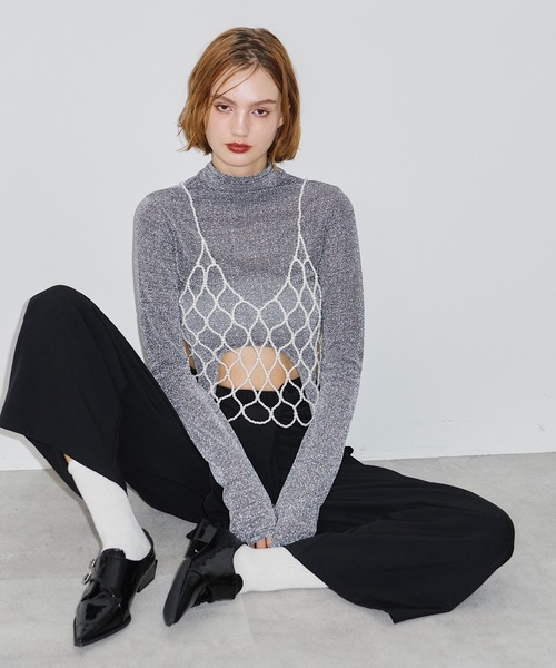 VIOLETTA(ヴィオレッタ)の「ラメカットソークロップドトップス(Tシャツ/カットソー・レディース・ホワイト/シルバー/レッド・FREE)」の18枚目の写真