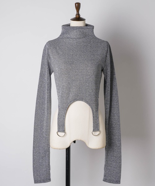 VIOLETTA(ヴィオレッタ)の「ラメカットソークロップドトップス(Tシャツ/カットソー・レディース・ホワイト/シルバー/レッド・FREE)」の4枚目の写真