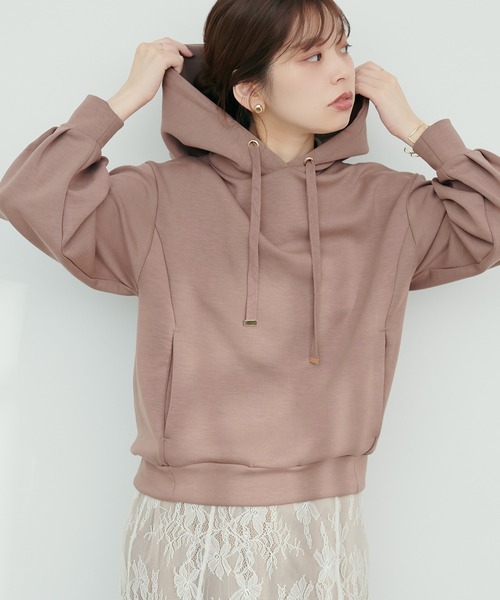 natural couture（ナチュラルクチュール）の「ふわもちラテパーカー（パーカー・レディース・ブラック/イエロー/アイボリー/グレイッシュベージュ/ピンクベージュ・FREE）」の5枚目の写真