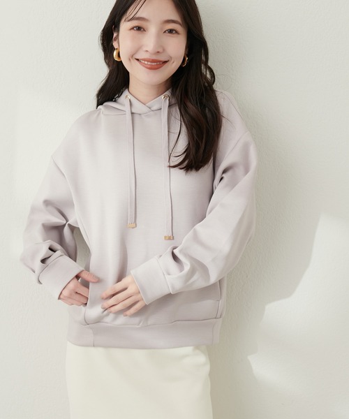 natural couture（ナチュラルクチュール）の「ふわもちラテパーカー（パーカー・レディース・ブラック/イエロー/アイボリー/グレイッシュベージュ/ピンクベージュ・FREE）」の4枚目の写真