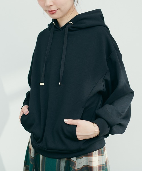 natural couture（ナチュラルクチュール）の「ふわもちラテパーカー（パーカー・レディース・ブラック/イエロー/アイボリー/グレイッシュベージュ/ピンクベージュ・FREE）」の3枚目の写真