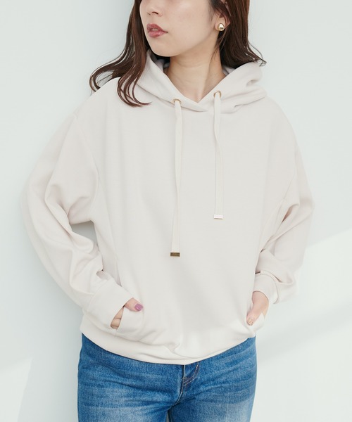 natural couture（ナチュラルクチュール）の「ふわもちラテパーカー（パーカー・レディース・ブラック/イエロー/アイボリー/グレイッシュベージュ/ピンクベージュ・FREE）」の7枚目の写真