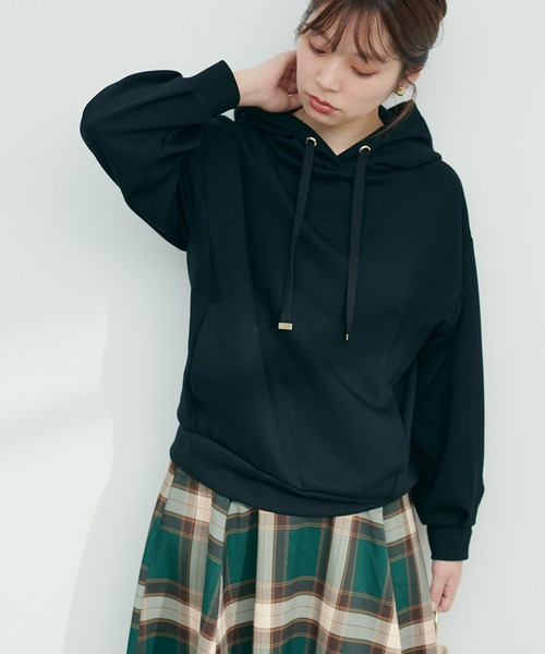 natural couture（ナチュラルクチュール）の「ふわもちラテパーカー（パーカー・レディース・ブラック/イエロー/アイボリー/グレイッシュベージュ/ピンクベージュ・FREE）」の14枚目の写真