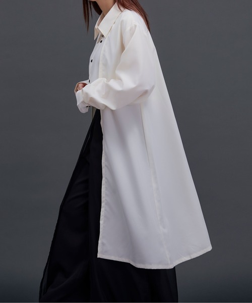 Ellno Loset(エルノロゼット)の「ロングレイヤードシャツ(シャツ/ブラウス・メンズ・ブラック/オフホワイト・SMALL/LARGE/MEDIUM)」の11枚目の写真