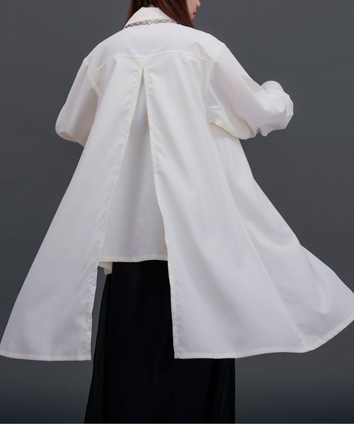 Ellno Loset(エルノロゼット)の「ロングレイヤードシャツ(シャツ/ブラウス・メンズ・ブラック/オフホワイト・SMALL/LARGE/MEDIUM)」の13枚目の写真