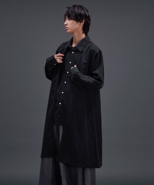 Ellno Loset(エルノロゼット)の「ロングレイヤードシャツ(シャツ/ブラウス・メンズ・ブラック/オフホワイト・SMALL/LARGE/MEDIUM)」の20枚目の写真
