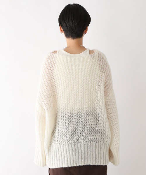 LEPSIM（レプシィム）の「3ゲージモヘア混透かしプルオーバー　971247（ニット/セーター・レディース・ピンク/キナリ/モカ・FREE）」の10枚目の写真