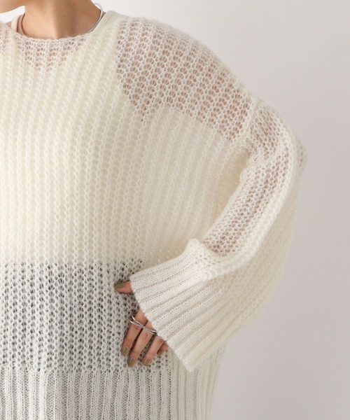 LEPSIM（レプシィム）の「3ゲージモヘア混透かしプルオーバー　971247（ニット/セーター・レディース・ピンク/キナリ/モカ・FREE）」の8枚目の写真