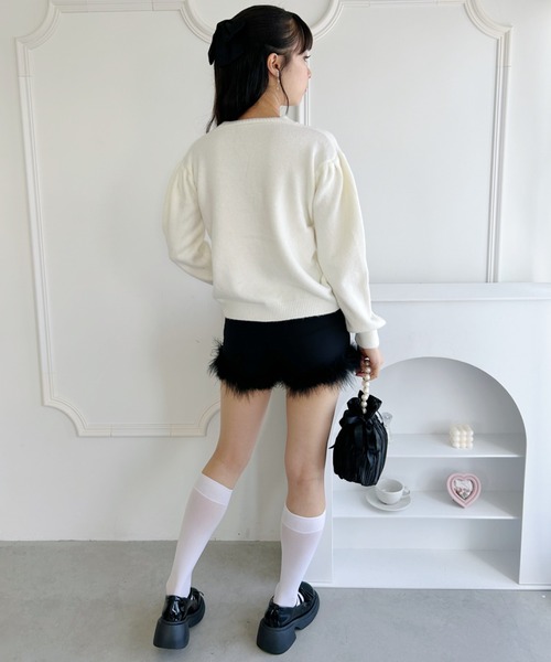 Loueme(ルエム)の「バイカラーリボンニットトップス(ニット/セーター・レディース・ピンク/アイボリー/ラベンダー・FREE)」の9枚目の写真