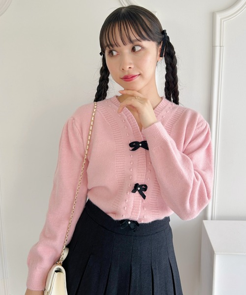 セール】バイカラーリボンニットトップス（ニット/セーター）｜Loueme