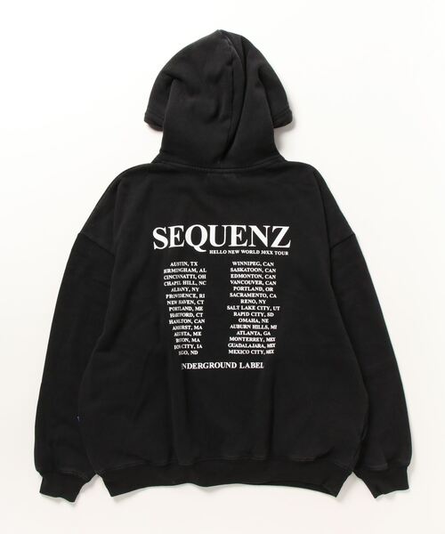SEQUENZ（シークエンズ）の「SEQUENZ/シークエンズ オーバーサイズ ヴィンテージライク バンド 裏起毛 スウェットパーカー フーディー レディース メンズ（パーカー・メンズ・ブラック/ブラック系その他・L/LL/M）」の5枚目の写真