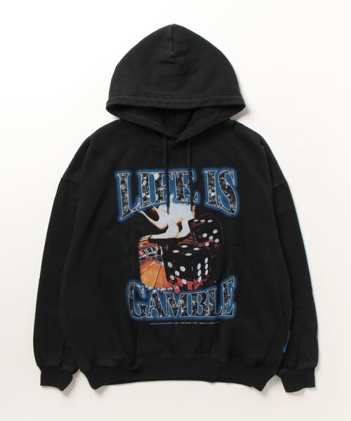 SEQUENZ（シークエンズ）の「SEQUENZ/シークエンズ オーバーサイズ ヴィンテージライク バンド 裏起毛 スウェットパーカー フーディー レディース メンズ（パーカー・メンズ・ブラック/ブラック系その他・L/LL/M）」の3枚目の写真