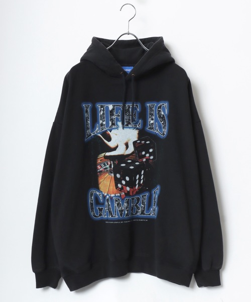 SEQUENZ（シークエンズ）の「SEQUENZ/シークエンズ オーバーサイズ ヴィンテージライク バンド 裏起毛 スウェットパーカー フーディー レディース メンズ（パーカー・メンズ・ブラック/ブラック系その他・L/LL/M）」の8枚目の写真