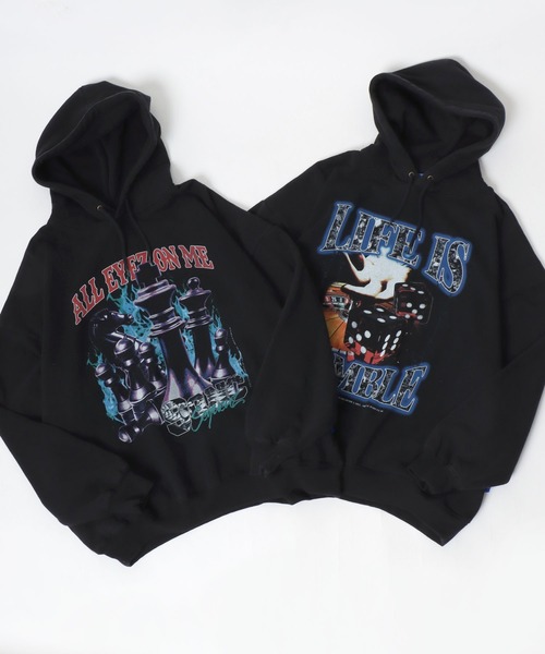 SEQUENZ（シークエンズ）の「SEQUENZ/シークエンズ オーバーサイズ ヴィンテージライク バンド 裏起毛 スウェットパーカー フーディー レディース メンズ（パーカー・メンズ・ブラック/ブラック系その他・L/LL/M）」の19枚目の写真