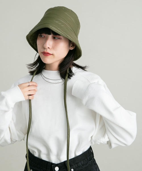 KBF（ケイビーエフ）の「バックドロストバケットHAT（ハット・レディース・ブラック/カーキ/アイボリー・ONE）」の4枚目の写真