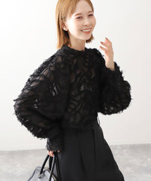 SLOBE IENA | フリンジジャガードボリュームスリーブブラウス(シャツ/ブラウス)