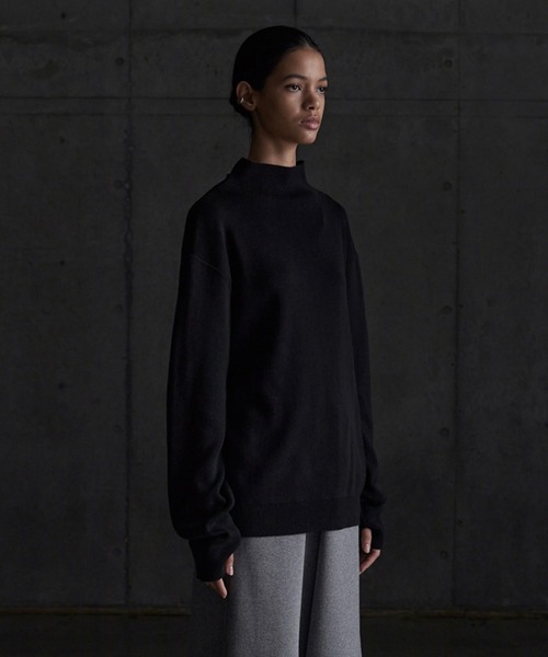 CALLNE（カルネ）の「【CALLNE】 Highgauge Halfbottleneck Knit / ハイゲージハーフボトルネックニット（ニット/セーター・メンズ・チャコールグレー/ブラック・M/L）」の3枚目の写真