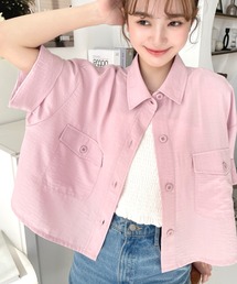 moment+（モーメントプラス）の「エステルスラブ５分袖Wポケットショートシャツ（シャツ/ブラウス）」