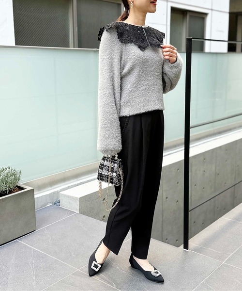 PICCIN（ピッチン）の「【日本製】フェザーニット長袖プルオーバー（ニット/セーター・レディース・アイボリー/レッド/ブラック/グレー・M）」の19枚目の写真