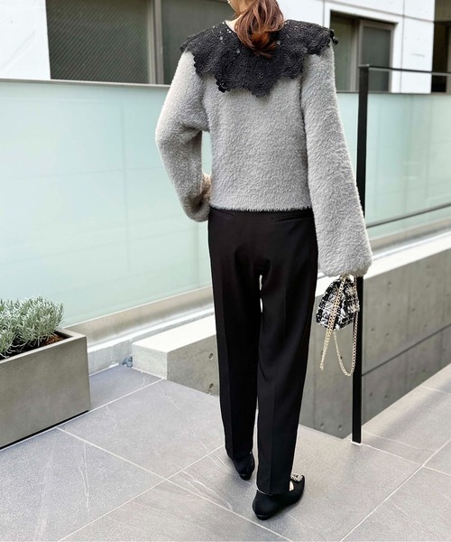 PICCIN（ピッチン）の「【日本製】フェザーニット長袖プルオーバー（ニット/セーター・レディース・アイボリー/レッド/ブラック/グレー・M）」の18枚目の写真