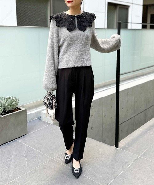 PICCIN（ピッチン）の「【日本製】フェザーニット長袖プルオーバー（ニット/セーター・レディース・アイボリー/レッド/ブラック/グレー・M）」の17枚目の写真