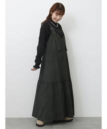 ehka sopo | チェックコーデュロイジャンパースカート(ワンピース)