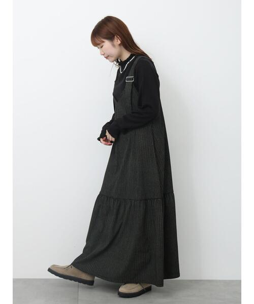 ehka sopo（エヘカソポ）の「チェックコーデュロイジャンパースカート（ワンピース・レディース・ブラック/グリーン/ブラウン・F）」の19枚目の写真