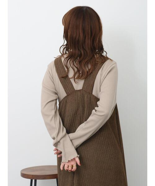 ehka sopo（エヘカソポ）の「チェックコーデュロイジャンパースカート（ワンピース・レディース・ブラック/グリーン/ブラウン・F）」の12枚目の写真