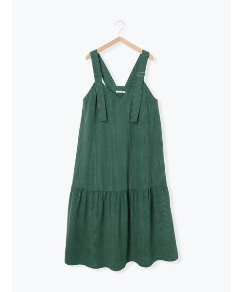 ehka sopo（エヘカソポ）の「チェックコーデュロイジャンパースカート（ワンピース・レディース・ブラック/グリーン/ブラウン・F）」の9枚目の写真