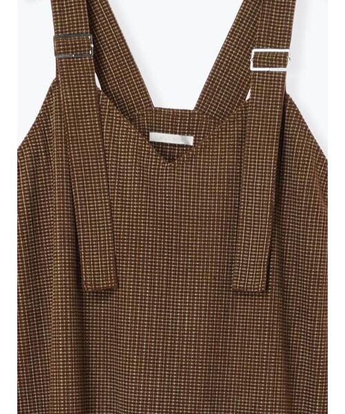 ehka sopo（エヘカソポ）の「チェックコーデュロイジャンパースカート（ワンピース・レディース・ブラック/グリーン/ブラウン・F）」の6枚目の写真