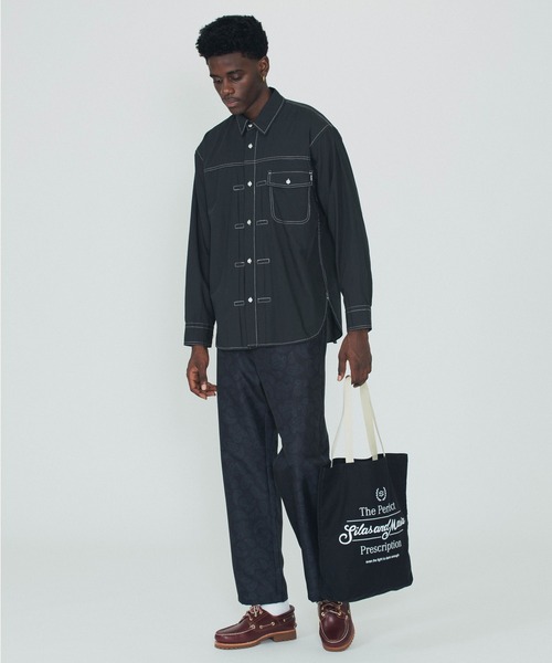 SILAS（サイラス）の「TOTE BAG（トートバッグ・メンズ・ホワイト/グリーン/ブラック・ONE SIZE）」の7枚目の写真