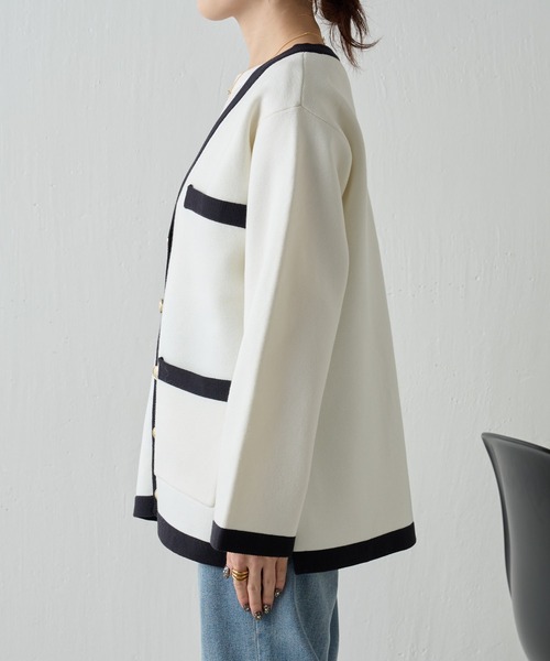 COLLAGE GALLARDAGALANTE（コラージュガリャルダガランテ）の「ミラノリブカーディガン（カーディガン/ボレロ・レディース・オフホワイト/スカイブルー・FREE）」の22枚目の写真