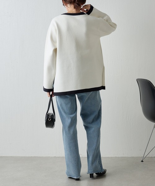 COLLAGE GALLARDAGALANTE（コラージュガリャルダガランテ）の「ミラノリブカーディガン（カーディガン/ボレロ・レディース・オフホワイト/スカイブルー・FREE）」の8枚目の写真