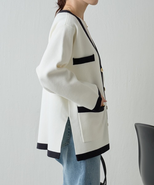 COLLAGE GALLARDAGALANTE（コラージュガリャルダガランテ）の「ミラノリブカーディガン（カーディガン/ボレロ・レディース・オフホワイト/スカイブルー・FREE）」の7枚目の写真